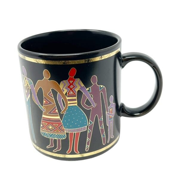Laurel Burch VTG Vintage 1988 Familia del Mundo Tea Coffee Mug Cup Ceramic Japan - Picture 1 of 4